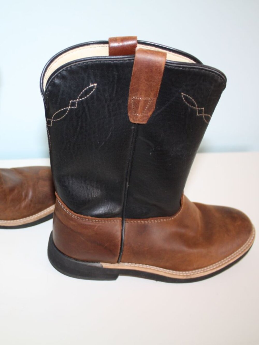 Laredo Size 2 M Mid-calf Brown Black Leather Western Cowboy Cowgirl Boots